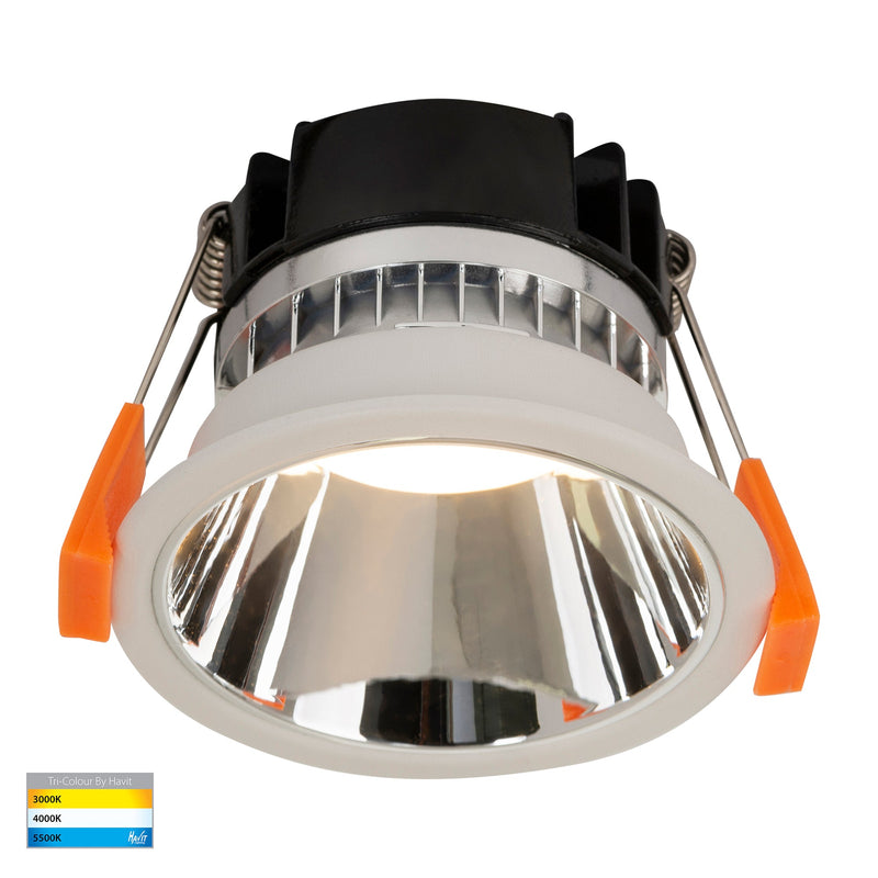 Havit Lighting Gleam White with Chrome Insert Tri Colour Fixed Deep LED Downlight (HV5529T-WC)