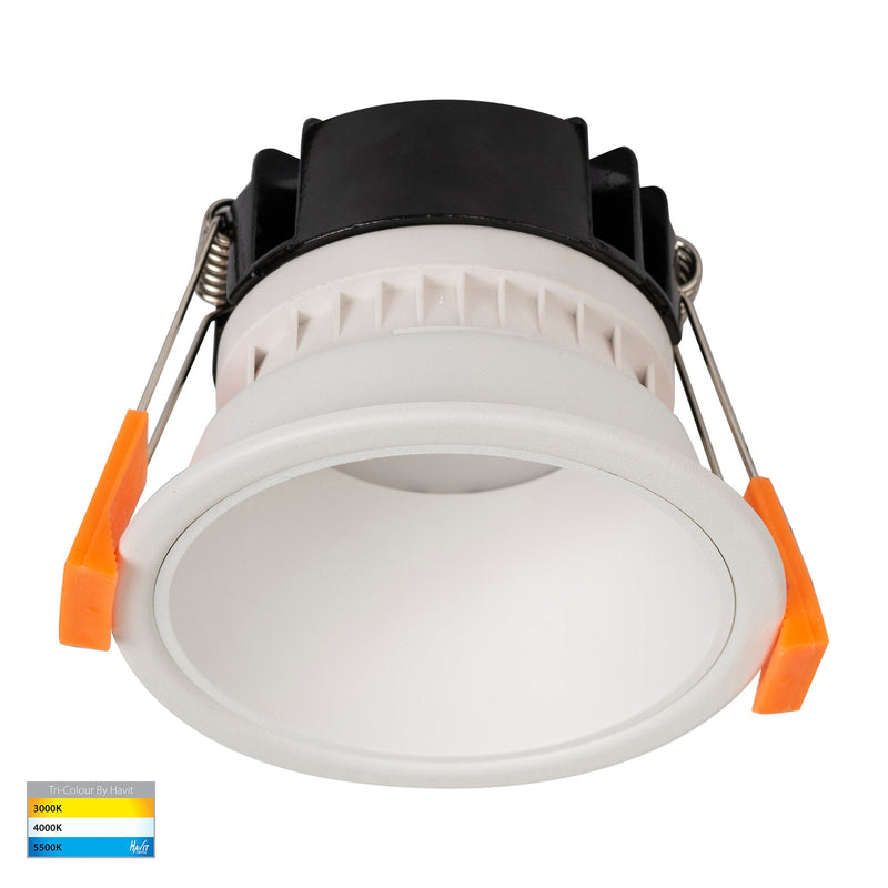 Havit Lighting Gleam White with White Insert Tri Colour Fixed Deep LED Downlight (HV5529T-WW)