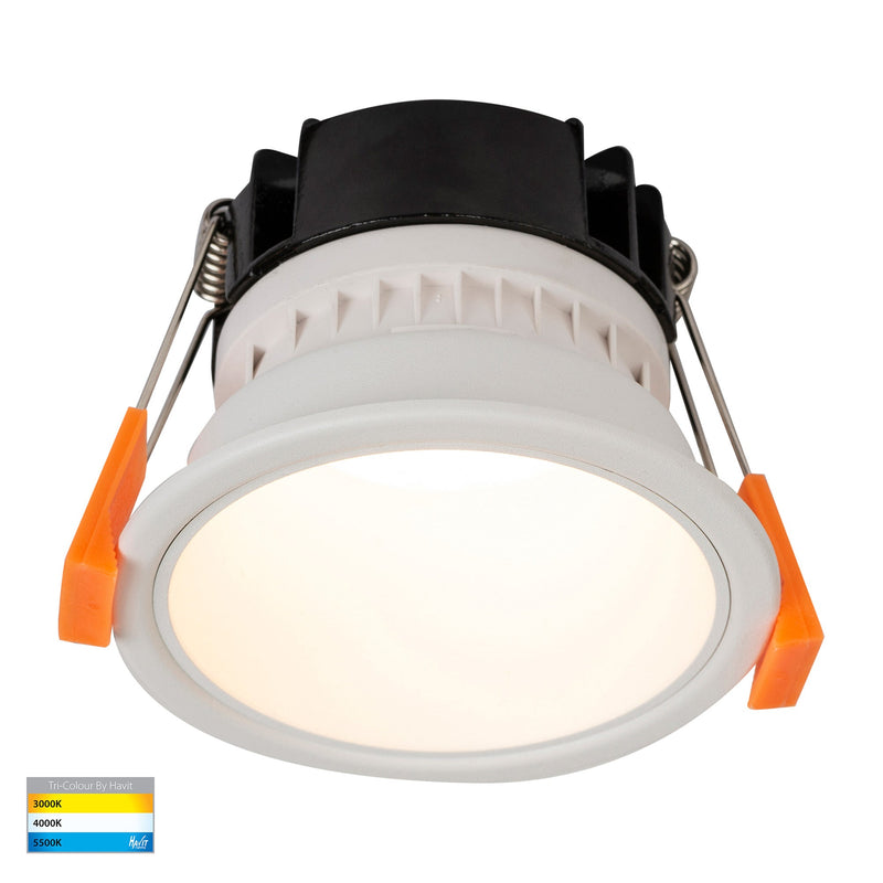 Havit Lighting Gleam White with White Insert Tri Colour Fixed Deep LED Downlight (HV5529T-WW)