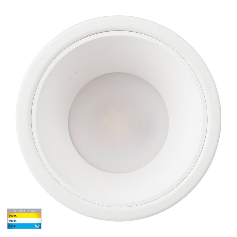 Havit Lighting Gleam White with White Insert Tri Colour Fixed Deep LED Downlight (HV5529T-WW)