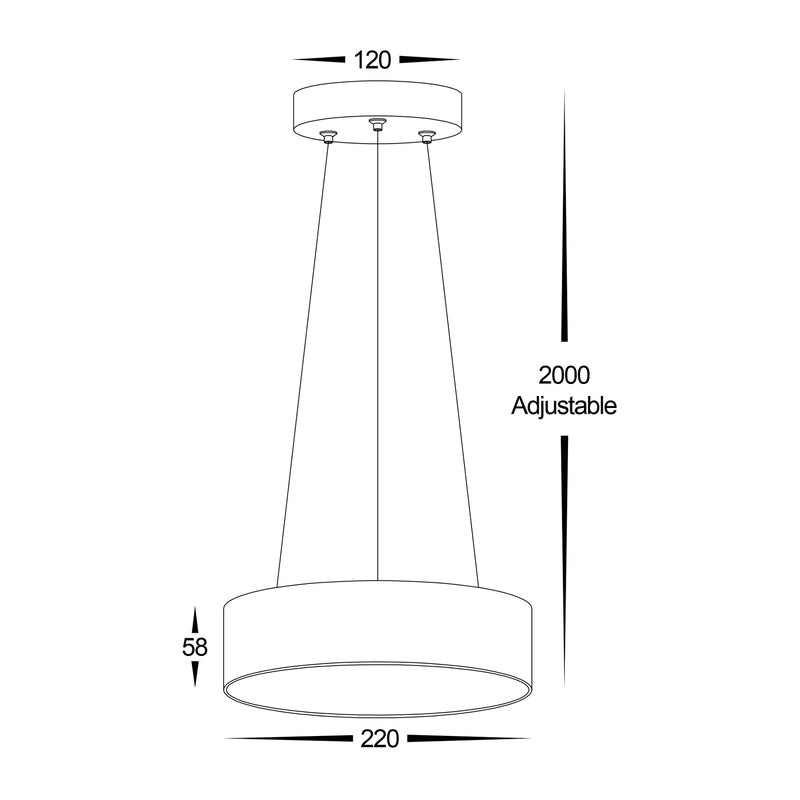 Havit Lighting Nella 220mm Black 20w Round Pendant (HV5892T-BLK-PDT)