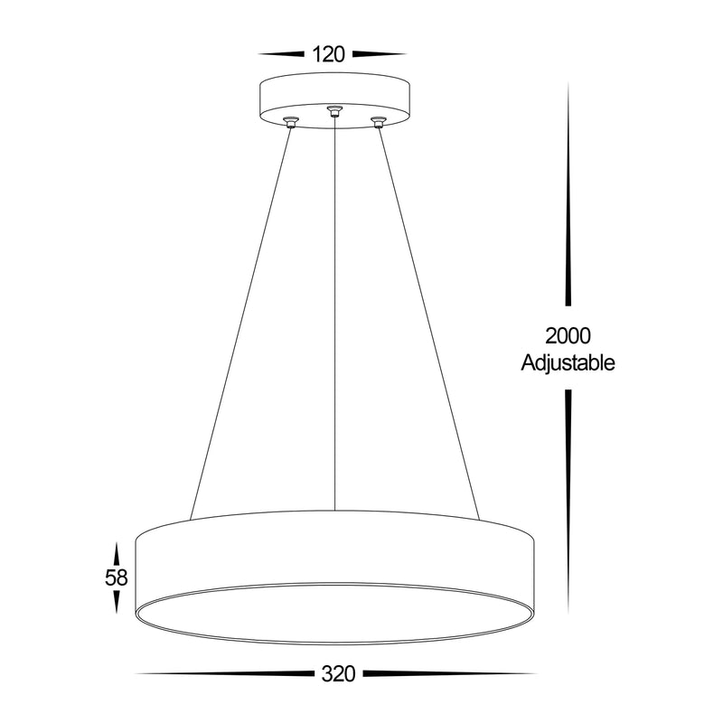 Havit Lighting Nella 320mm Black 30w Round Pendant (HV5893T-BLK-PDT)