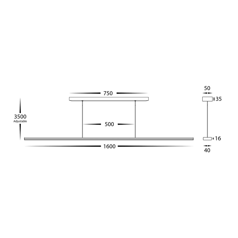 Havit Lighting Proline Black 1600mm Slim LED Pendant (HV6006T-BLK)