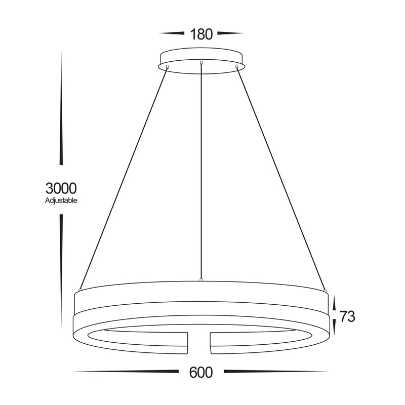 Havit Lighting Orah Walnut Timber with Black Aluminium 600mm Round Pendant (HV6092T)