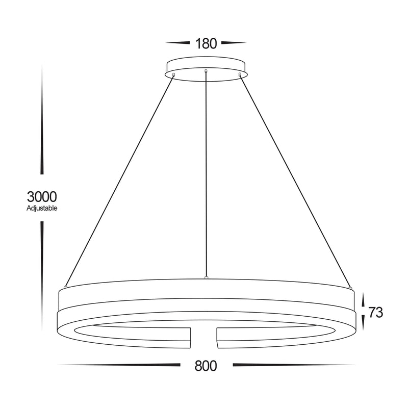 Havit Lighting Orah Walnut Timber with Black Aluminium 800mm Round Pendant (HV6094T)