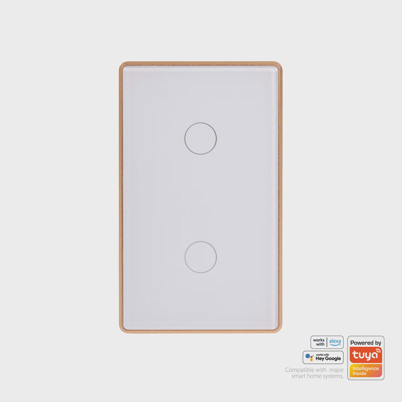 Havit Lighting  Wifi 2 Gang White with Gold Trim Wall Switch (HV9120-2)