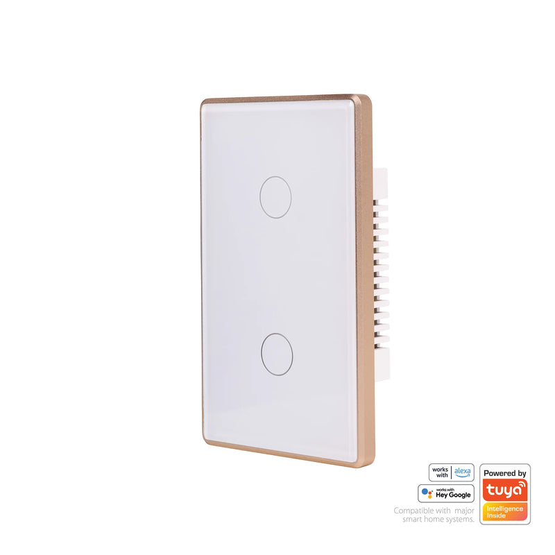 Havit Lighting  Wifi 2 Gang White with Gold Trim Wall Switch (HV9120-2)
