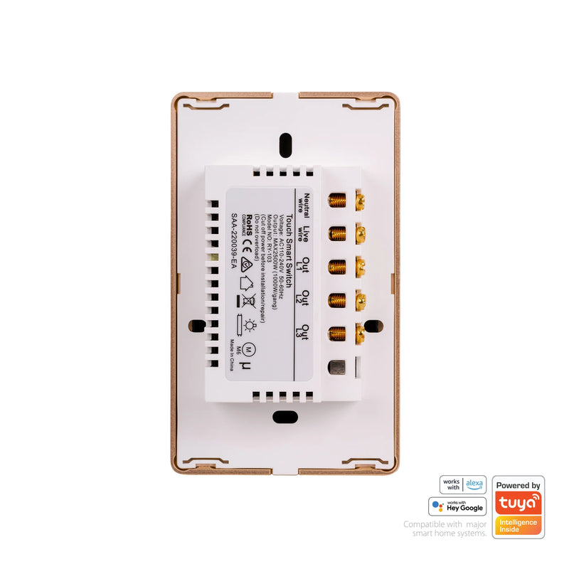 Havit Lighting Wifi 3 Gang White with Gold Trim Wall Switch (HV9120-3)