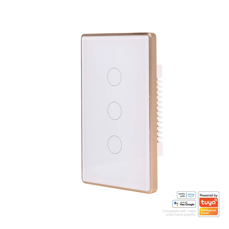 Havit Lighting Wifi 3 Gang White with Gold Trim Wall Switch (HV9120-3)