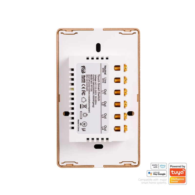 Havit Lighting Wifi 4 Gang White with Gold Trim Wall Switch (HV9120-4)