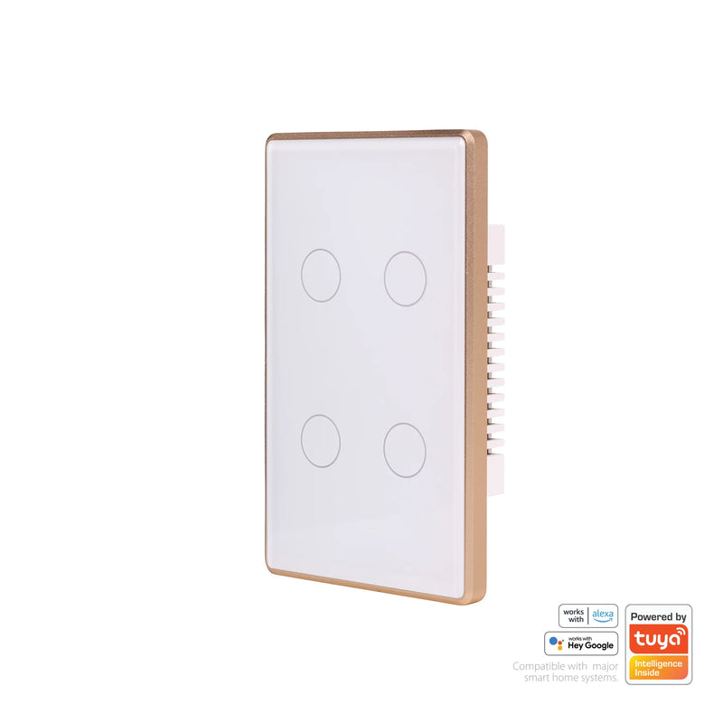 Havit Lighting Wifi 4 Gang White with Gold Trim Wall Switch (HV9120-4)