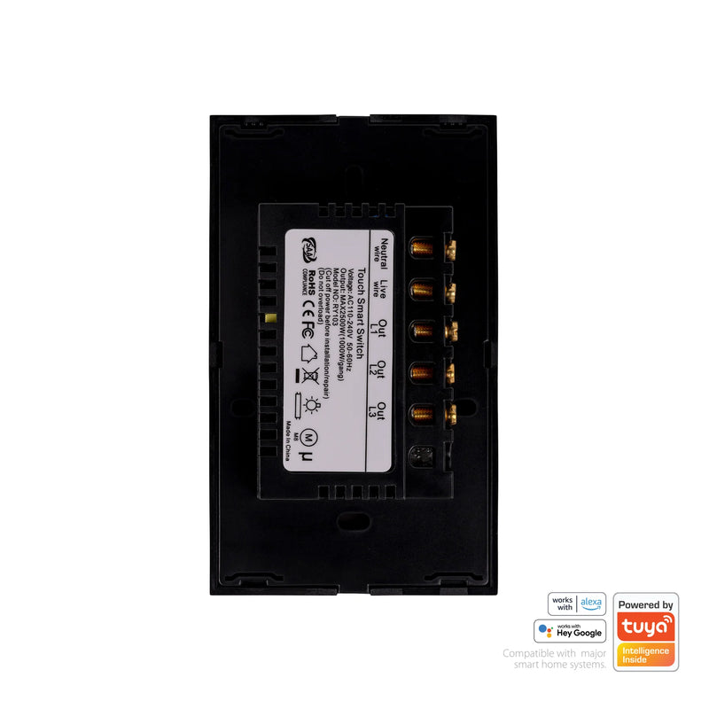 Havit Lighting Wifi 3 Gang Black Wall Switch (HV9210-3)