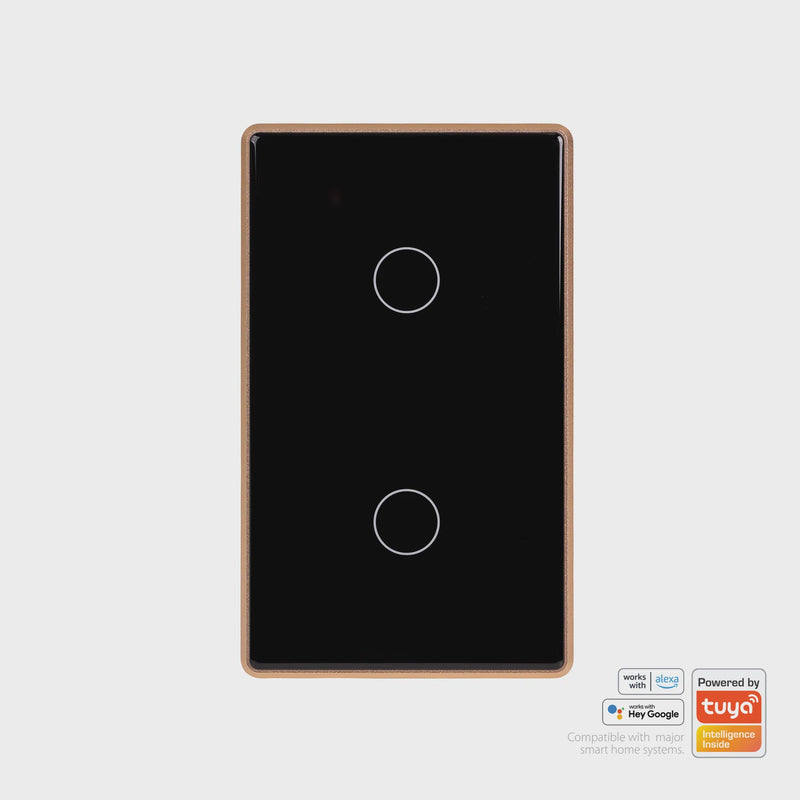Havit Lighting Wifi 2 Gang Black with Gold Trim Wall Switch (HV9220-2)