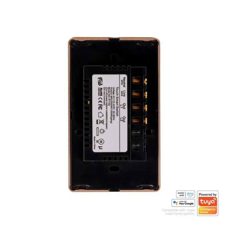 Havit Lighting Wifi 2 Gang Black with Gold Trim Wall Switch (HV9220-2)
