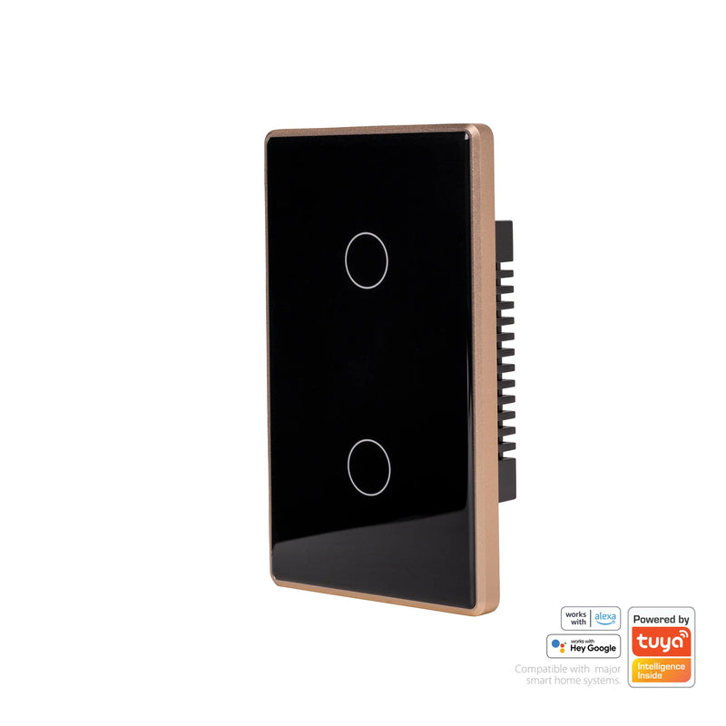 Havit Lighting Wifi 2 Gang Black with Gold Trim Wall Switch (HV9220-2)