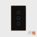 Havit Lighting Wifi 3 Gang Black with Gold Trim Wall Switch (HV9220-3)