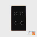Havit Lighting Wifi 4 Gang Black with Gold Trim Wall Switch (HV9220-4)