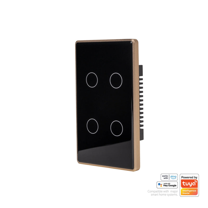 Havit Lighting Wifi 4 Gang Black with Gold Trim Wall Switch (HV9220-4)