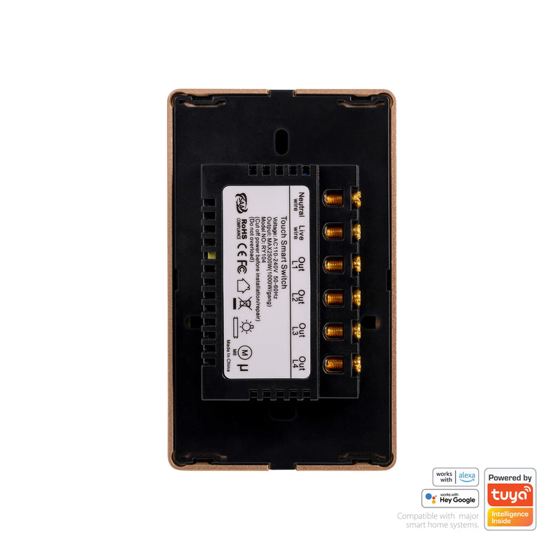 Havit Lighting Wifi 4 Gang Black with Gold Trim Wall Switch (HV9220-4)