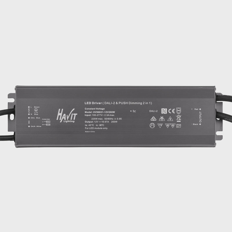 Havit Lighting 200W Dali 2 + Push Dim Dimmable LED Driver (HV96631-12V200W | HV96631-24V200W)