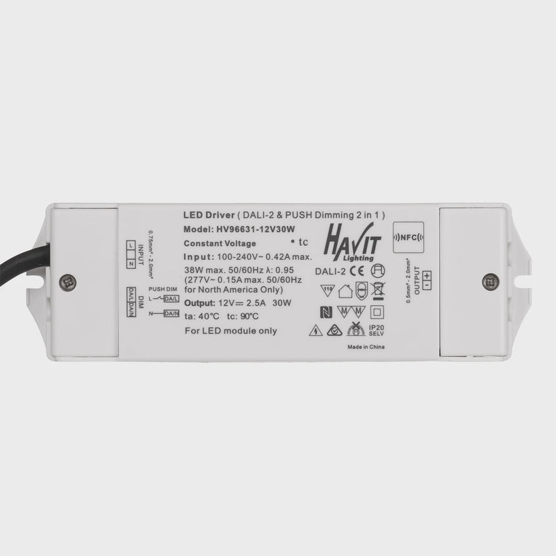 Havit Lighting 30W Dali 2 + Push Dim Dimmable LED Driver (HV96631-12V30W | HV96631-24V30W)