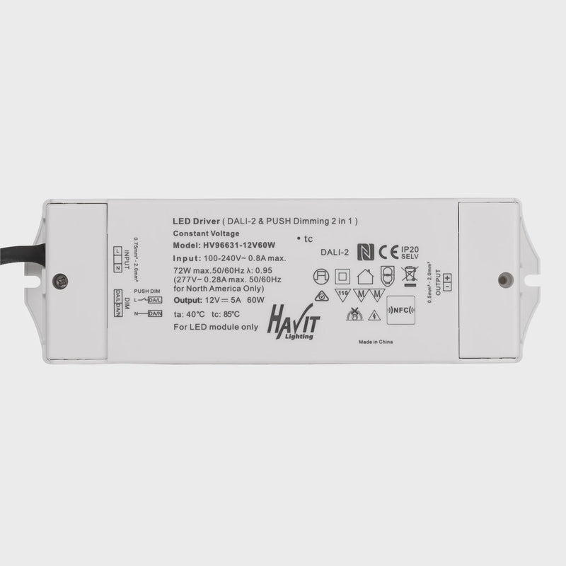 Havit Lighting 60W Dali 2 + Push Dim Dimmable LED Driver (HV96631-12V60W | HV96631-24V60W)