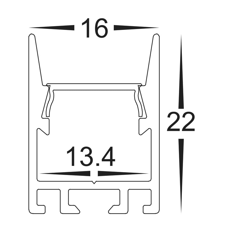 Havit Lighting Black Shallow Square Aluminium Profile (HV9693-1622-BLK)