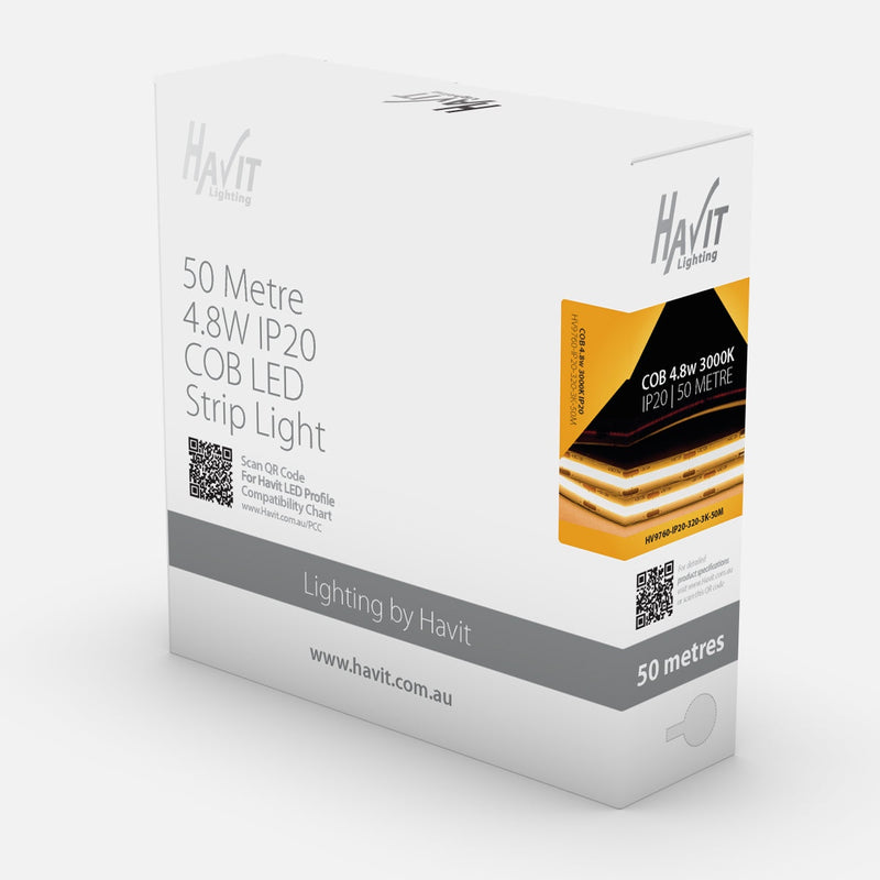 Havit Lighting 4.8w IP20 COB LED Strip 3000k|4000k|5000k 50m Roll (HV9760-IP20-320-3K-50M|HV9760-IP20-320-4K-50M|HV9760-IP20-320-5K-50M)