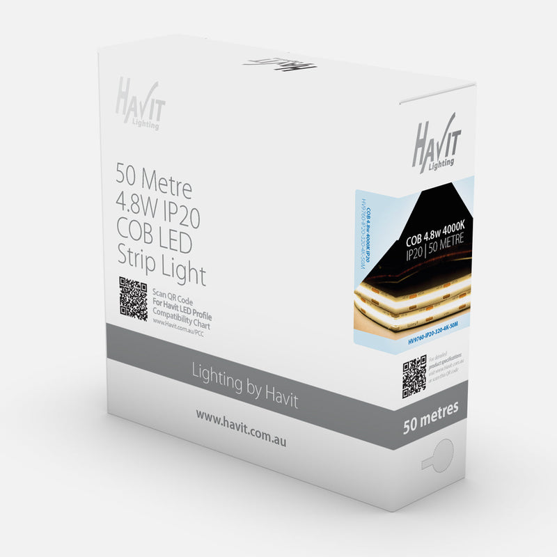 Havit Lighting 4.8w IP20 COB LED Strip 3000k|4000k|5000k 50m Roll (HV9760-IP20-320-3K-50M|HV9760-IP20-320-4K-50M|HV9760-IP20-320-5K-50M)