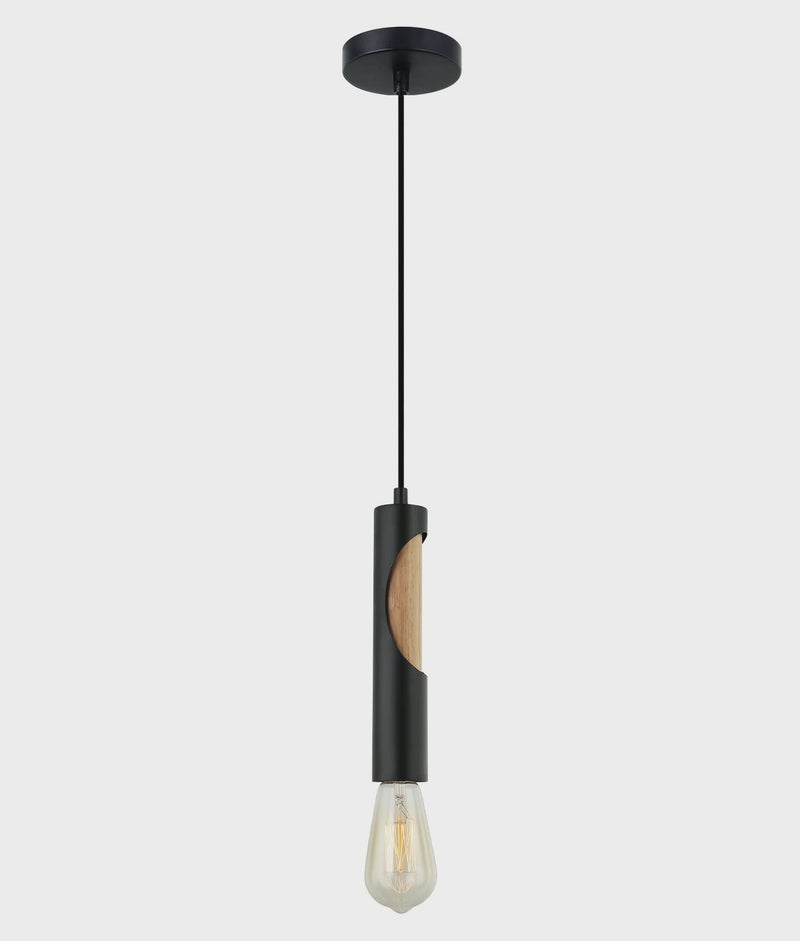 CLA IDA: Interior Iron & Blonde Wood Tube Pendant Lights