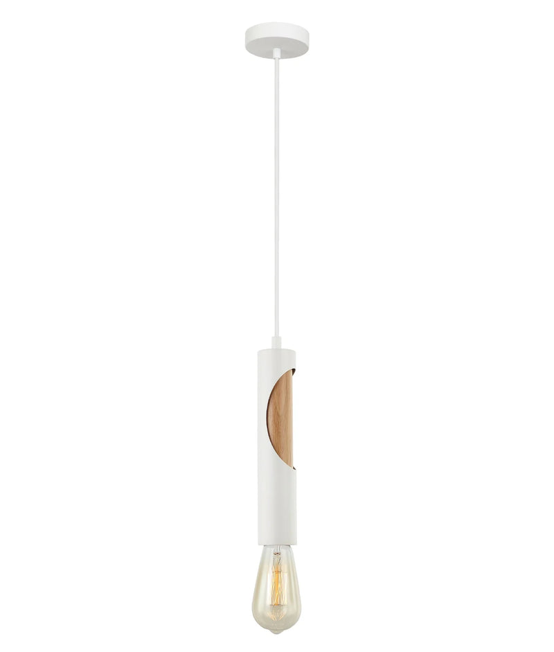 CLA IDA: Interior Iron & Blonde Wood Tube Pendant Lights