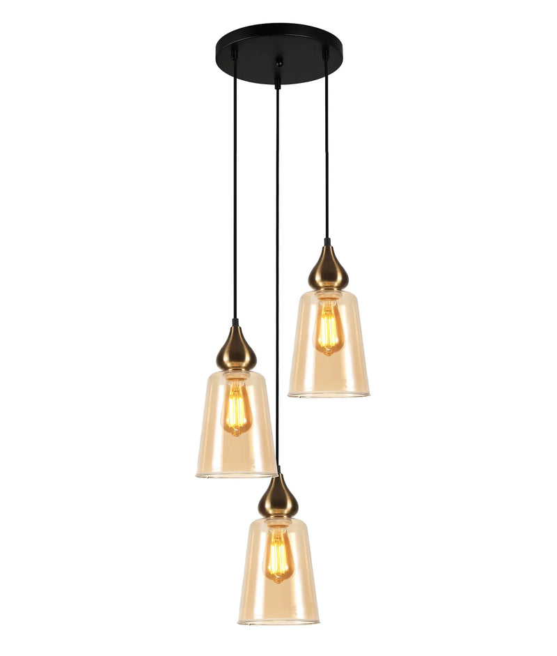 CLA JEREZ: Bronze Amber/ Smokey Black Ellipse Glass Flat Top Pendant Lights