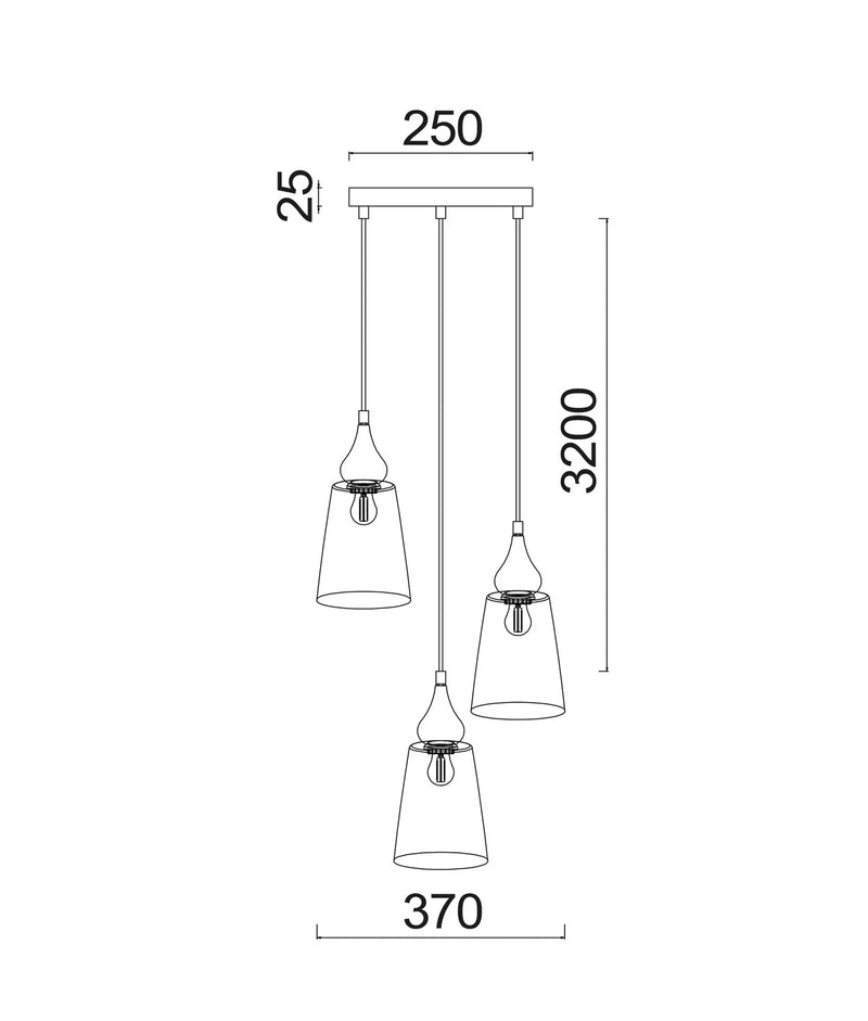 CLA JEREZ: Bronze Amber/ Smokey Black Ellipse Glass Flat Top Pendant Lights