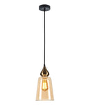 CLA JEREZ: Modern Bronze Amber / Smokey Black Ellipse Glass Flat Top Pendant Lights