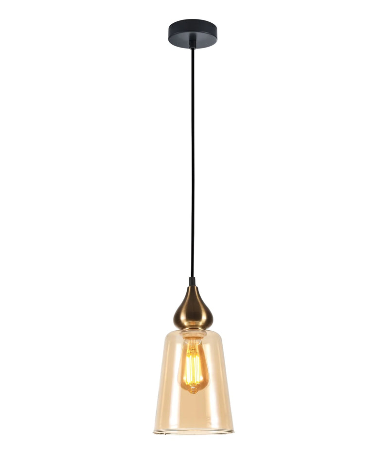 CLA JEREZ: Modern Bronze Amber / Smokey Black Ellipse Glass Flat Top Pendant Lights