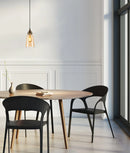 CLA JEREZ: Modern Bronze Amber / Smokey Black Ellipse Glass Flat Top Pendant Lights