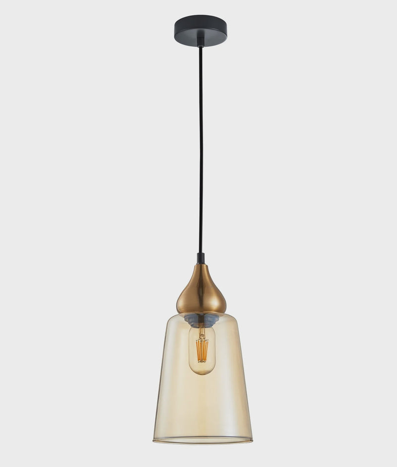 CLA JEREZ: Modern Bronze Amber / Smokey Black Ellipse Glass Flat Top Pendant Lights
