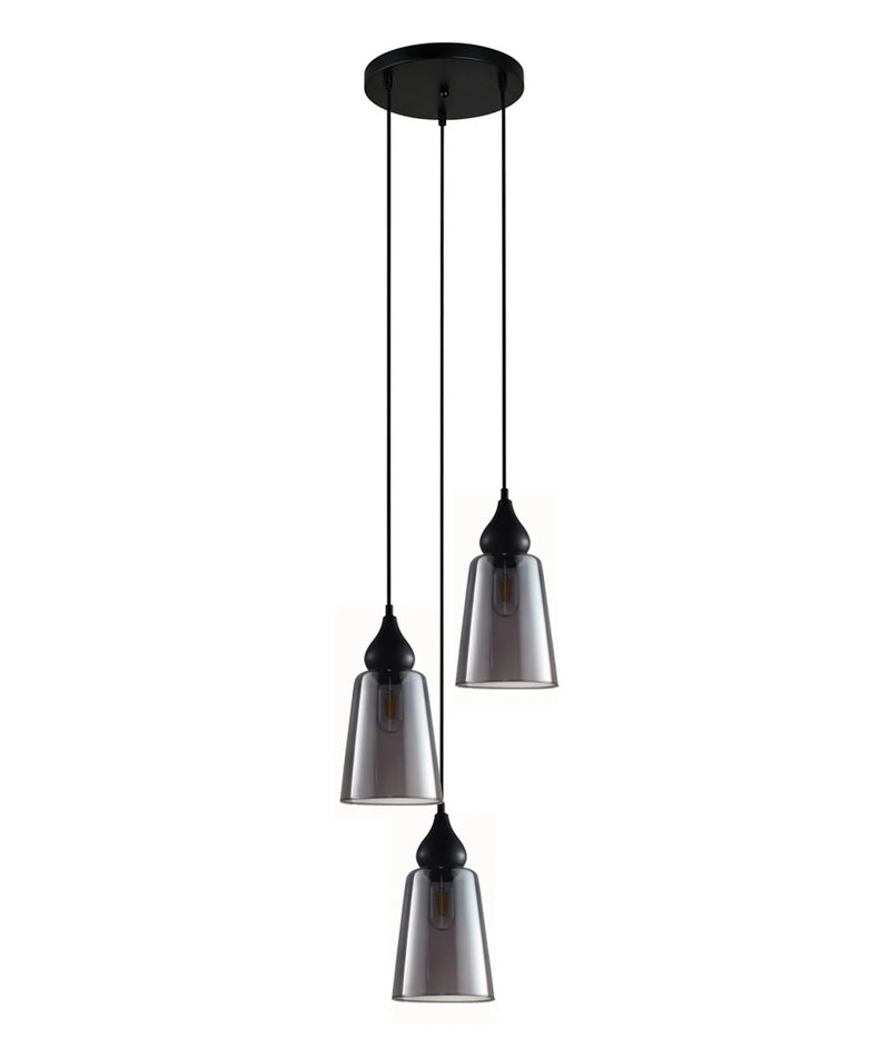 CLA JEREZ: Bronze Amber/ Smokey Black Ellipse Glass Flat Top Pendant Lights