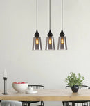 CLA JEREZ: Bronze Amber/ Smokey Black Ellipse Glass Flat Top Pendant Lights X3S