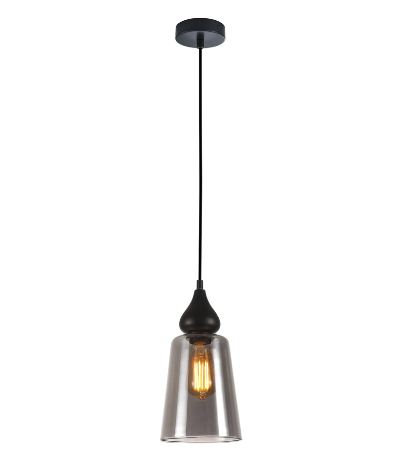 CLA JEREZ: Modern Bronze Amber / Smokey Black Ellipse Glass Flat Top Pendant Lights