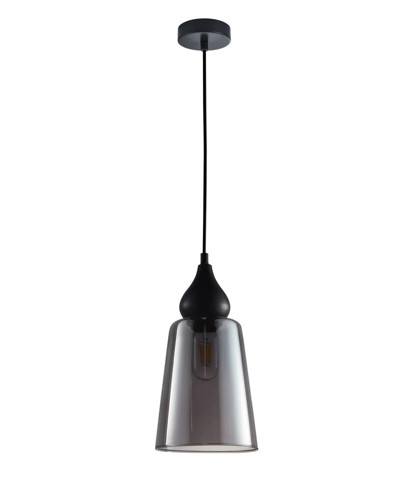 CLA JEREZ: Modern Bronze Amber / Smokey Black Ellipse Glass Flat Top Pendant Lights
