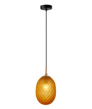 CLA KATHAL: Interior Ellipse Glass Segmented with Brass Highlight Enclosed Pendant Lights