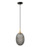 CLA KATHAL: Interior Ellipse Glass Segmented with Brass Highlight Enclosed Pendant Lights