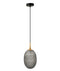 CLA KATHAL: Interior Ellipse Glass Segmented with Brass Highlight Enclosed Pendant Lights
