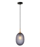 CLA KATHAL: Interior Ellipse Glass Segmented with Brass Highlight Enclosed Pendant Lights