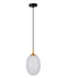 CLA KATHAL: Interior Ellipse Glass Segmented with Brass Highlight Enclosed Pendant Lights