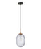 CLA KATHAL: Interior Ellipse Glass Segmented with Brass Highlight Enclosed Pendant Lights