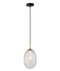 CLA KATHAL: Interior Ellipse Glass Segmented with Brass Highlight Enclosed Pendant Lights
