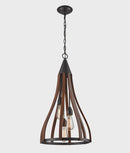 CLA KHALEESI: Medieval Style Rustic Oak Dark Red Wood Medium Bell Pendant Light