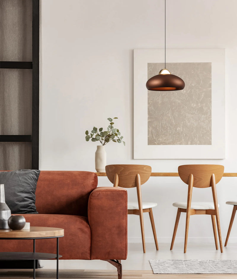 CLA KUPOL: Interior LED Tri-CCT Dome with Brass Highlight Pendant Lights